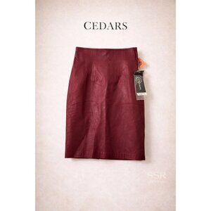 Cedars Genuine Leather Pencil Skirt Fuschia Size 4 NWT Lined Back Zip # D2206